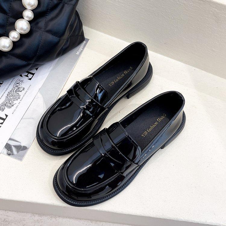 

Маленькі шкіряні туфлі британського стилю, одинарні туфлі, жіночі, 2025, нові, літні, плоскі лофери, універсальні чорні робочі туфлі, на один педаль 40