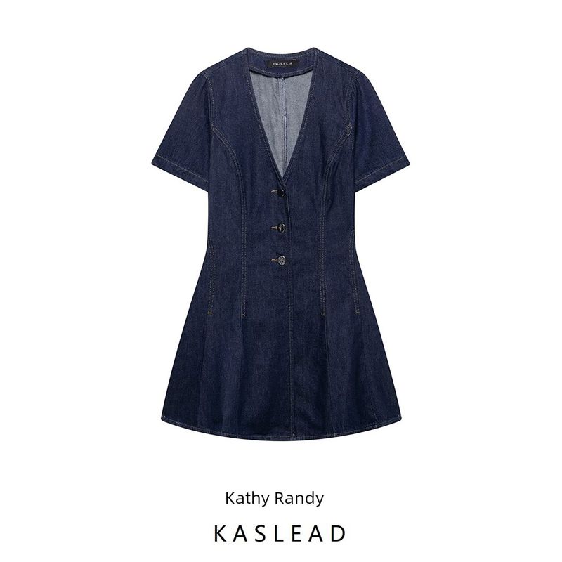 Kaslead New Women clothes Western Style Fashion Simple Denim Mini Dress 6147059 407
