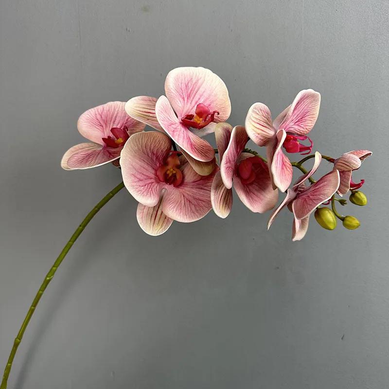 Künstlicher Schmetterlingsorchideen-Zweig mit Real-Touch-Kunstblume Hoteldekoration Silikon-Baumwolle Phalaenopsis Simulationsblumen