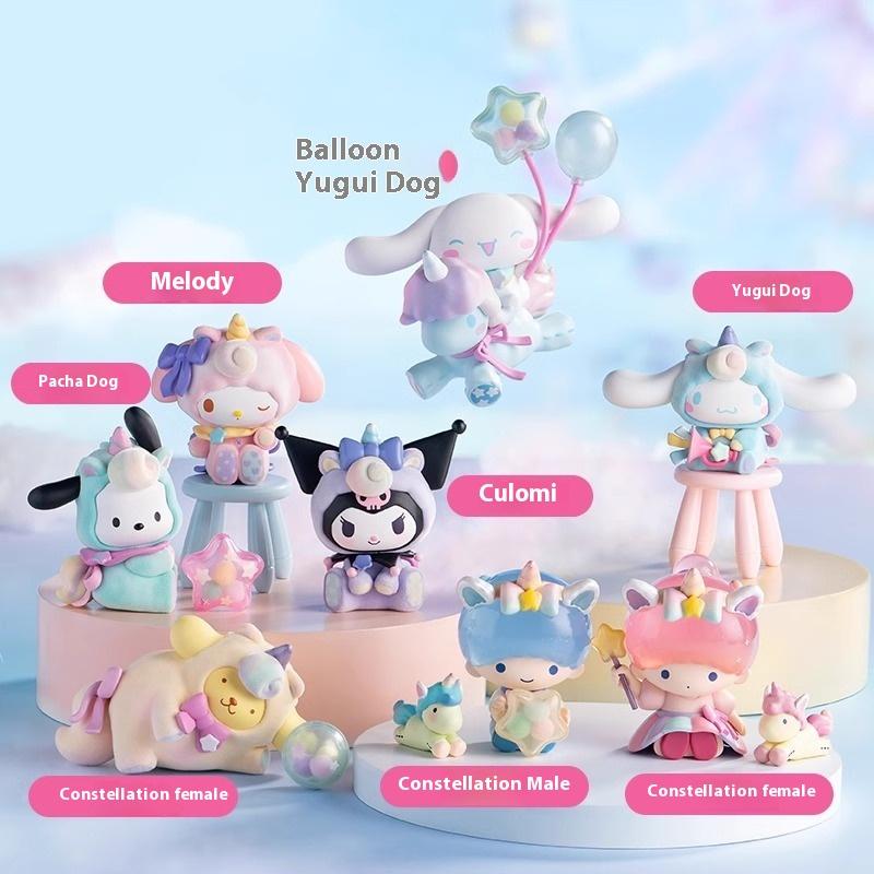 San Rio Fantasy Park Blind Box Series Kuromi Pacha Dog Cinnamoroll Lovely Characters Collectible Handmade Ornament Girl Gift Idea