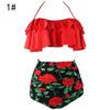 Damen Blumen High Waist Bikini Set Stilvolle Bademode Gepolstert Übergröße Badeanzug
