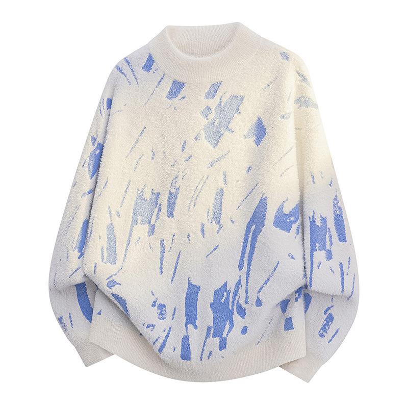 Pullovers Long Sleeves Sweaters Unisex Sweater Paragraph Round Neck Autumn Winter Knitted Bottoming Sweater Loose Couples Retro Men's Wool Jumper