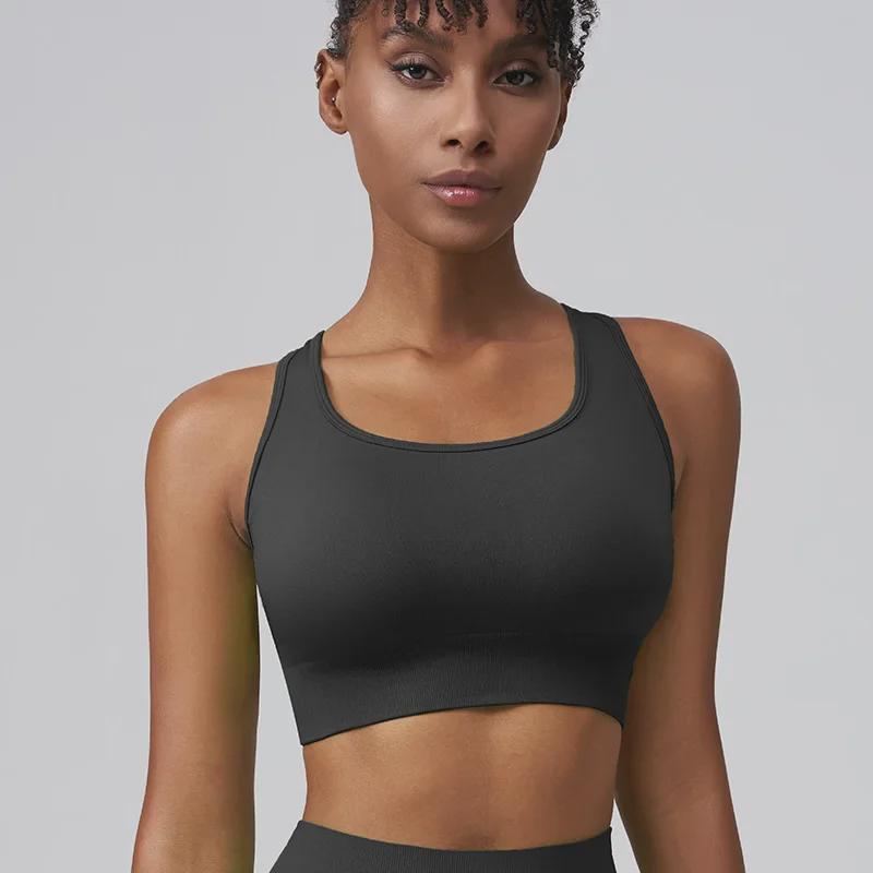 Vestă de yoga Walton Fitness cu pernă de piept rezistentă la șocuri și sutien sport cu bretele spaghete cu spate încrucișat