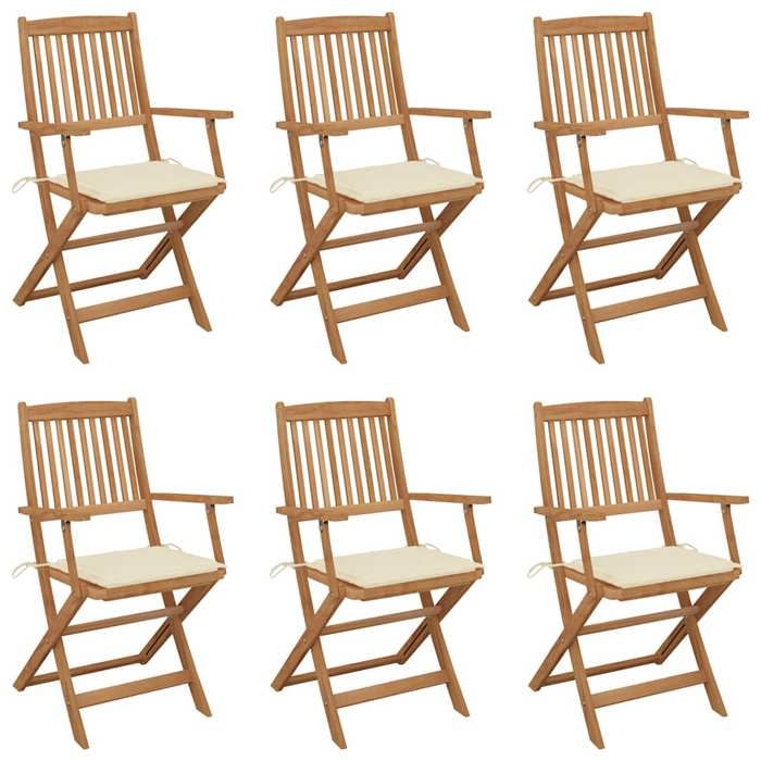 VidaXL Lot de 6 Chaises Pliables de Jardin avec Coussins, Sièges de Terrasse, Chaises de Salle à Manger, Meubles de Patio 3074942