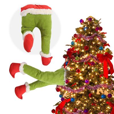 Christmas Elf/Santa Legs Christmas Tree Decoration Stuffed Leg Stuck Xmas Tree Topper for Tree Ornaments Party Decorations