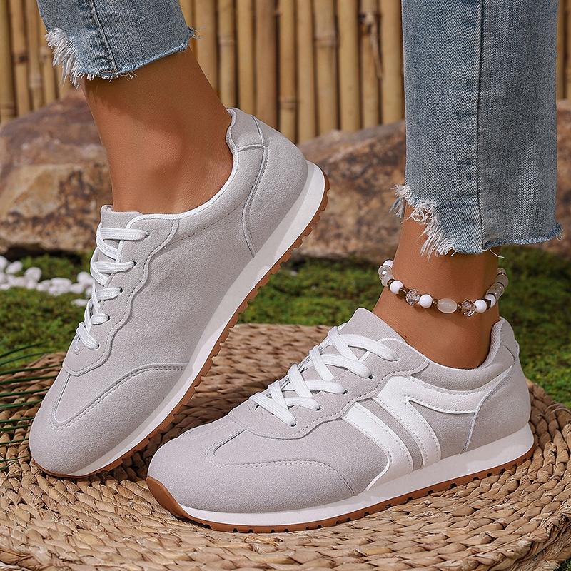 Fashion Women's Lightweight Casual Sneakers Fashion Non Slip Lace Up Sports Shoes for Women Striped Pattern Comfortable Walking Shoes