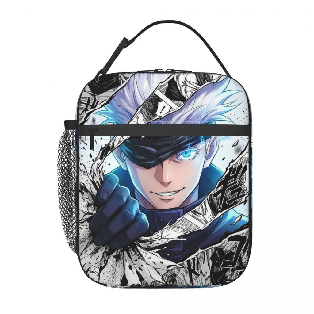 Satoru Gojo Anime Japanischer Manga Isolierte Lunchtasche für Kinder Schul-Kühltasche Thermische Lebensmittelbox Tragbare Lunchboxen Behälter