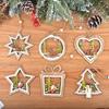 5 Christmas Decorations Wooden Hollow Pendants - Christmas Tree, Elk & Snowman Christmas Atmosphere Decor