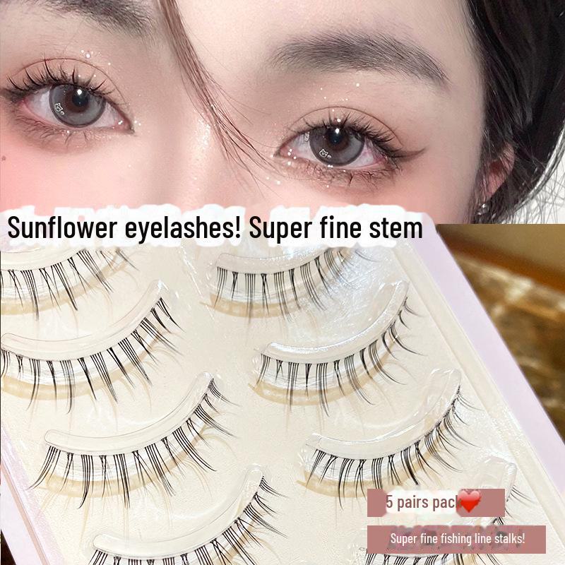 Mengji Shangpin M08 Airy Sunflower Fairy False Eyelashes - Natural Transparent Thin Stem