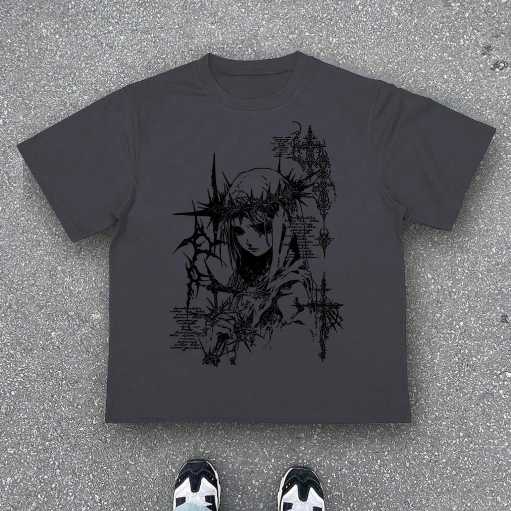 2K High Street Hip-Hop Dark Style Printed Long Sleeve T-Shirt