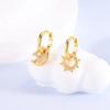 Original 925 Silber Creolen Gold Ohrringe Für Frau Herz Stern Mond Zirkonia Pendientes Modeschmuck