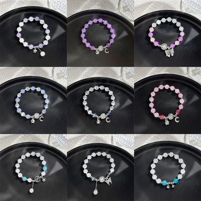 Elegantní korálky náramek Lucky Crystal Star Moon náramky Elastické doplňky Šperky