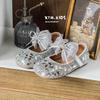 Spring 2026 Korean-Style Princess Shoes with Crown Bow & Sequins