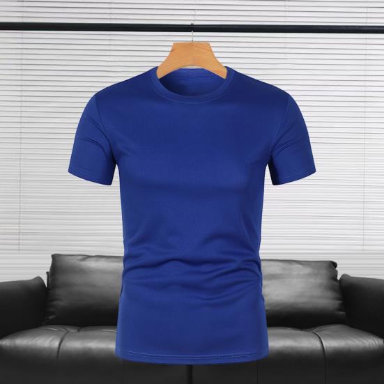 Men's Slim Fit T-shirt Short Sleeve Round Neck Sports Tee Quick-Drying Solid Color Casual Tee Shirt for Gym Fitness Daily Wear