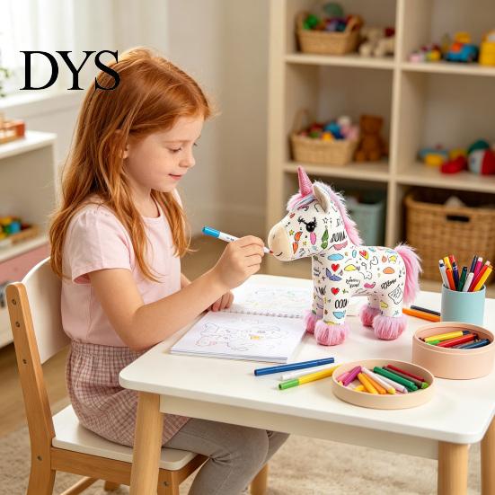 DIY Coloring Plush Toy Horse Kit, Washable Stuffed Animal Painting Kit with Marker Pens, Art Crafts Activity Set for Toddlers Boys Girls