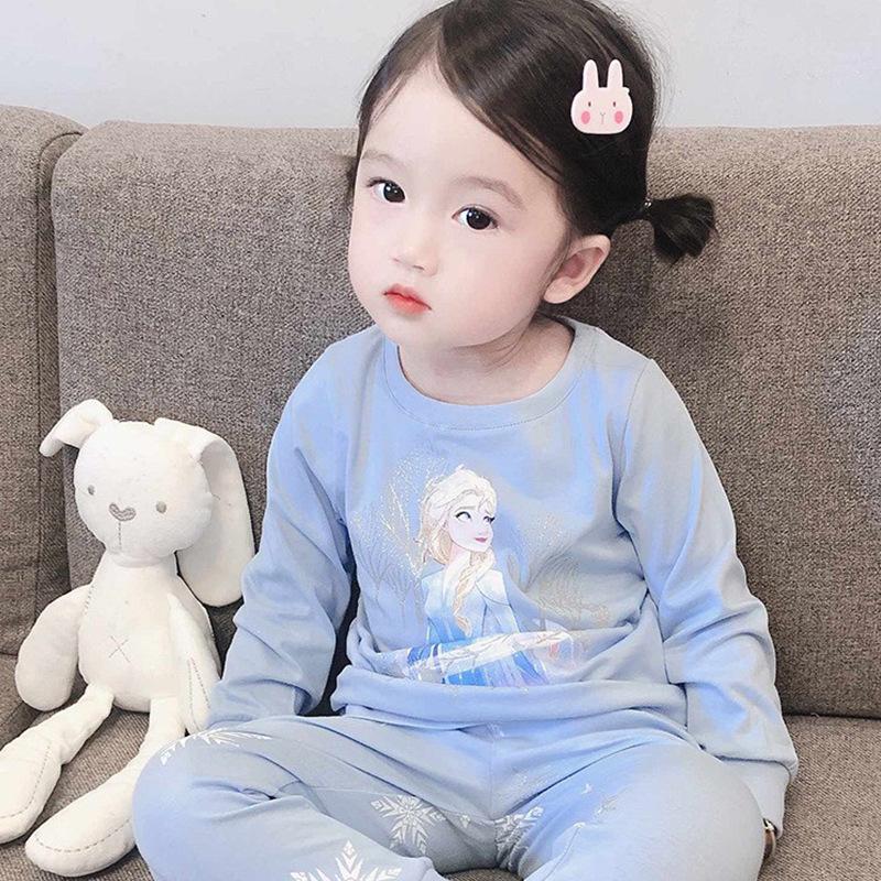 Elsa Fairy Cute Cotton Pajamas for Girls: Long Sleeve Air Conditioning Wear Set