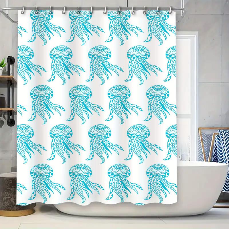 

Waterproof Jellyfish Shower Curtain With Turquoise Sea Creatures For An Ocean Inspired Bathroom W60H190(CM)-1 Pcs