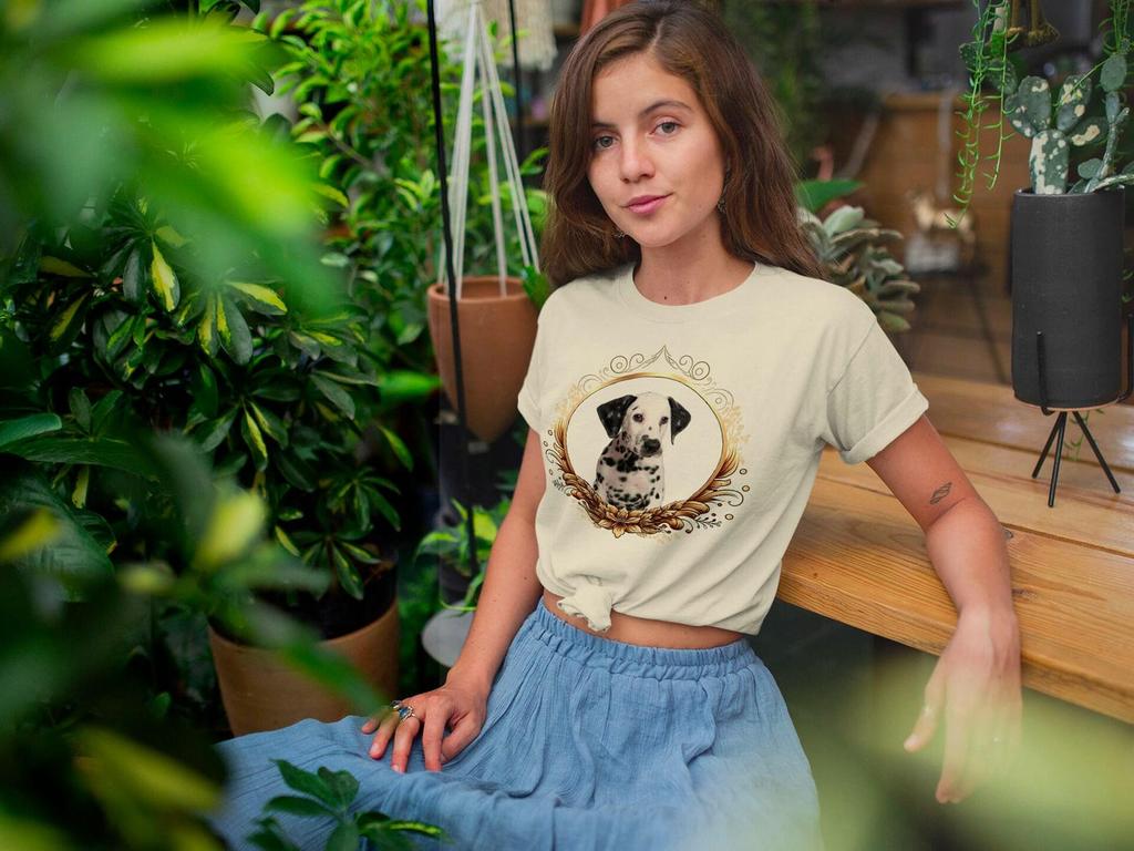 Dalmatian V2 Cute Dog T-Shirt TEE White Natural Beige Old Style Men Unisex DTG Print