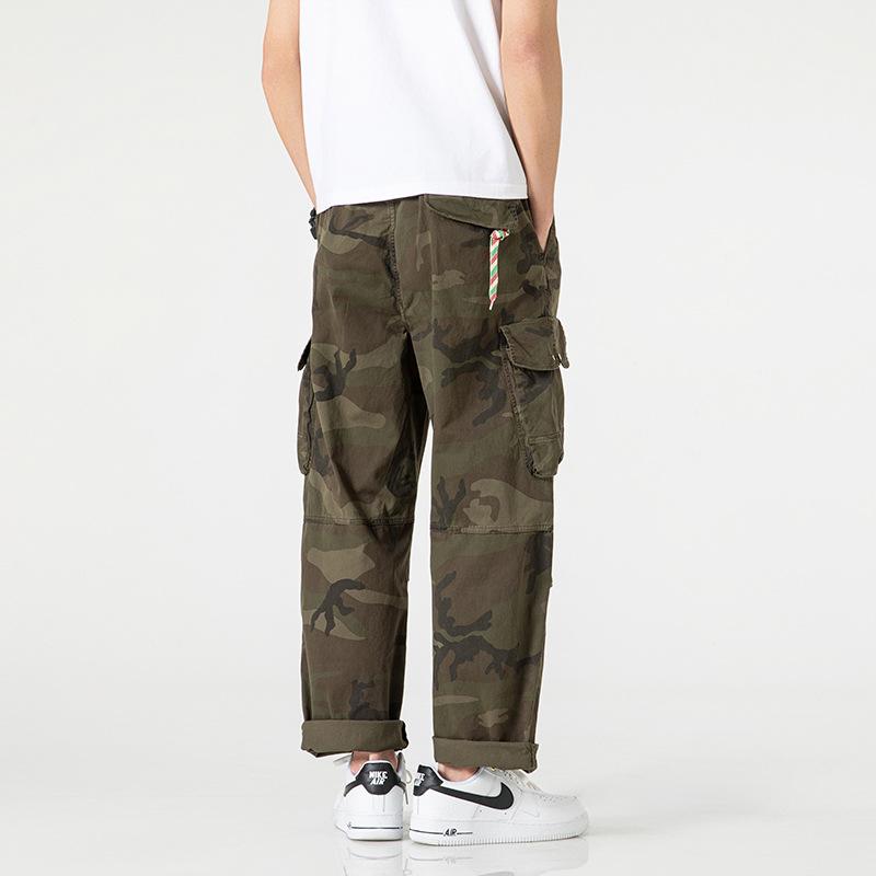 Trendy brand spring loose straight camouflage pants trendy wide-leg Japanese retro trendy overalls men's wholesale M