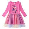 Korean-Style Kpop Demon Slayer Mesh Princess Dress for Kids - Short Sleeve for Summer, Long Sleeve for Spring/Autumn