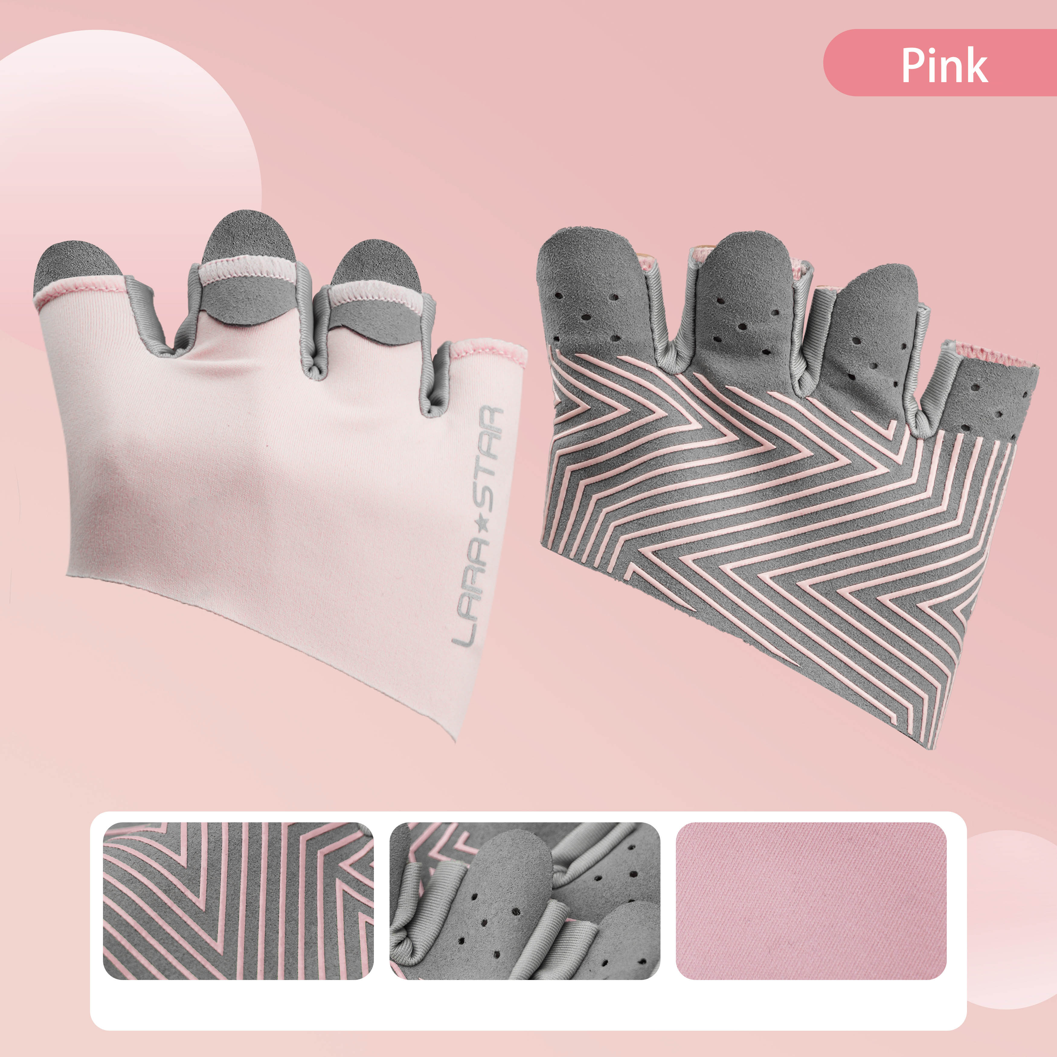 LS0727 Half-finger Gym Gloves for Fitness Workout Nylon Polyester Liquid Silicone Gloves Gloves for Exercise L розовый