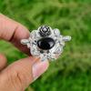 Black Onyx Gemstone Sterling Silver New Flower Anniversary Promise Ring Jewelry