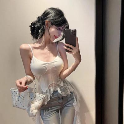 Γαλλική Κομψότητα Λεπτό Δαντελωτό Τοπ V-neck - Ευέλικτο Κοντό Τοπ Γυναικείο