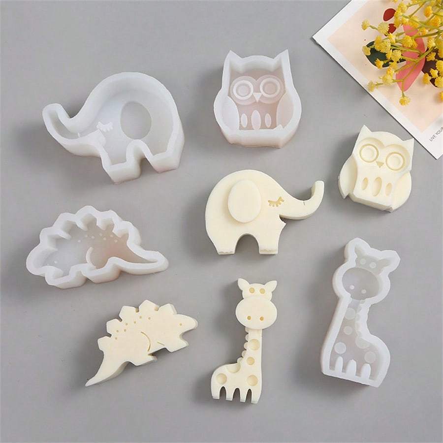 Owl, Elephant, Giraffe, Dinosaur Aromatherapy Candle Mold, DIY Animal Diffuser Stone Plaster Silicone Mold