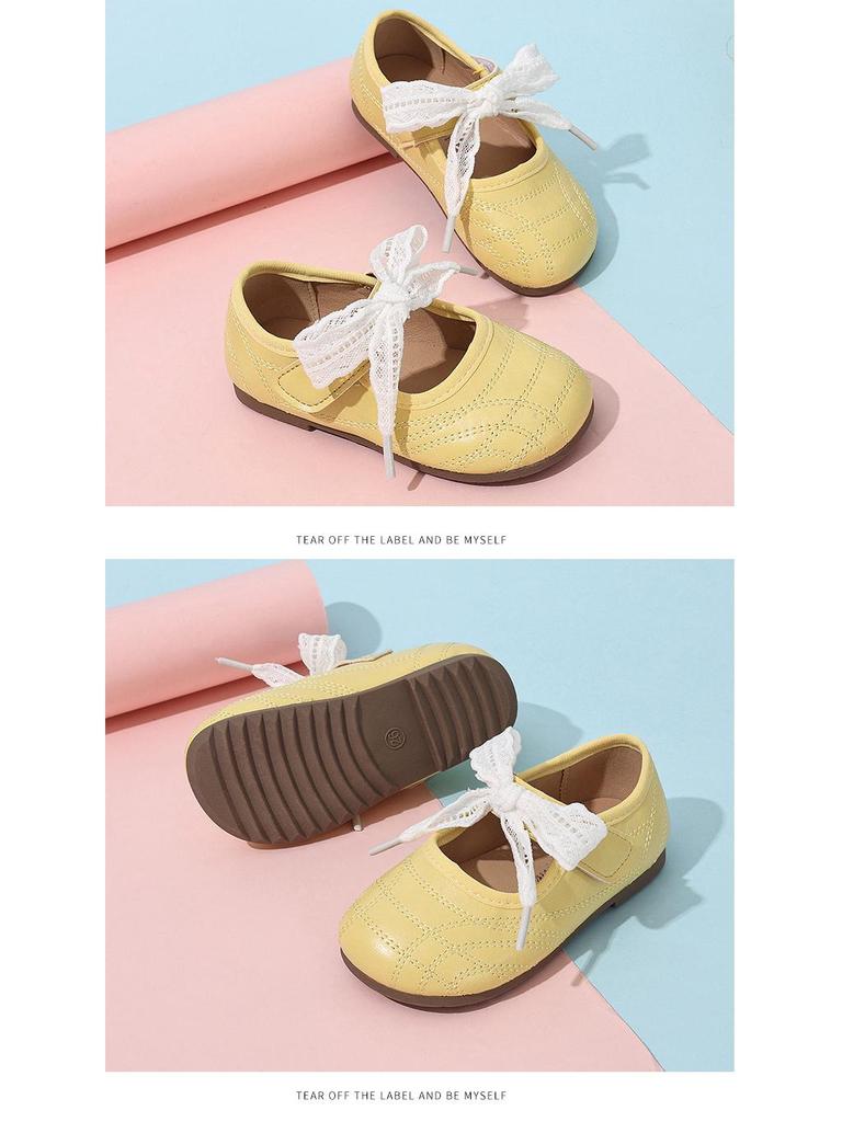 Mädchen-Schleifen-Leder-Prinzessinnenschuhe - Koreanischer Stil, Weiche Sohle, Trendige Single-Schuhe für Frühling/Herbst
