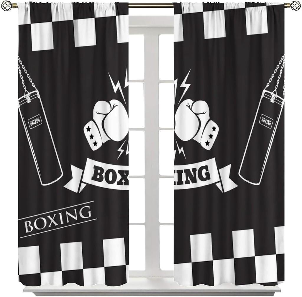 Boxing Window Curtains for Adult Teens Boys Bedroom Living Room Home Decor Curtain Panels Competitive Game Boxing for Home
