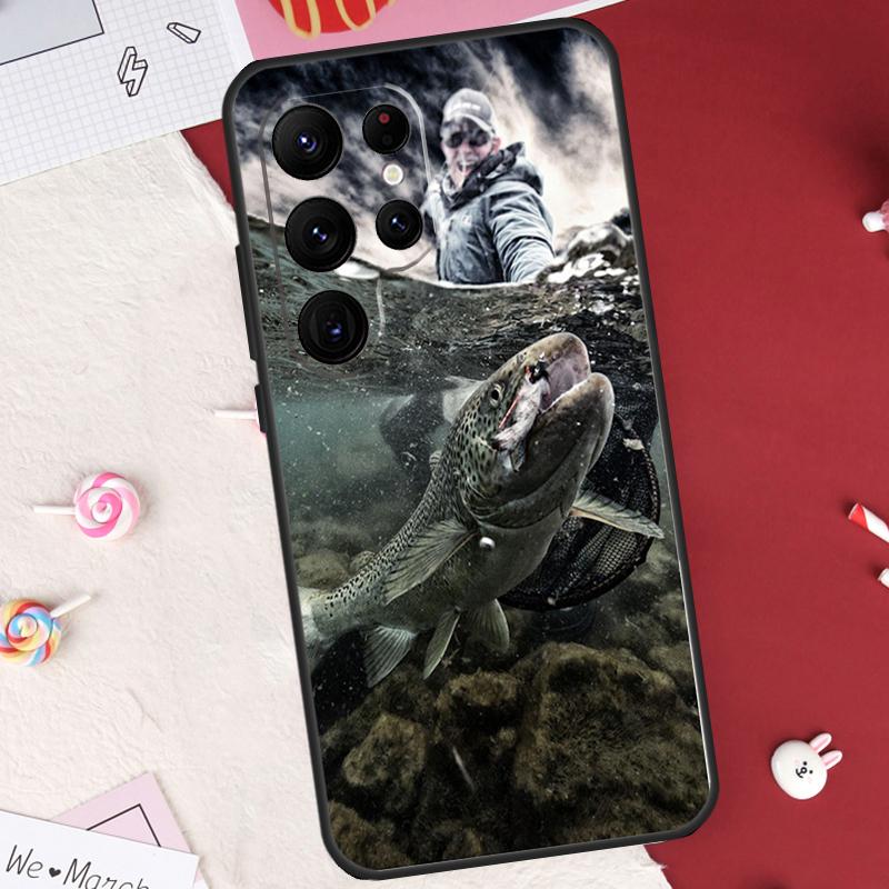 Vintage Trout Fishing Case For Samsung Galaxy S26 Ultra S23 S22 S21 S20 S24 S25 Ultra S10 Plus S25 FE Cover Shell