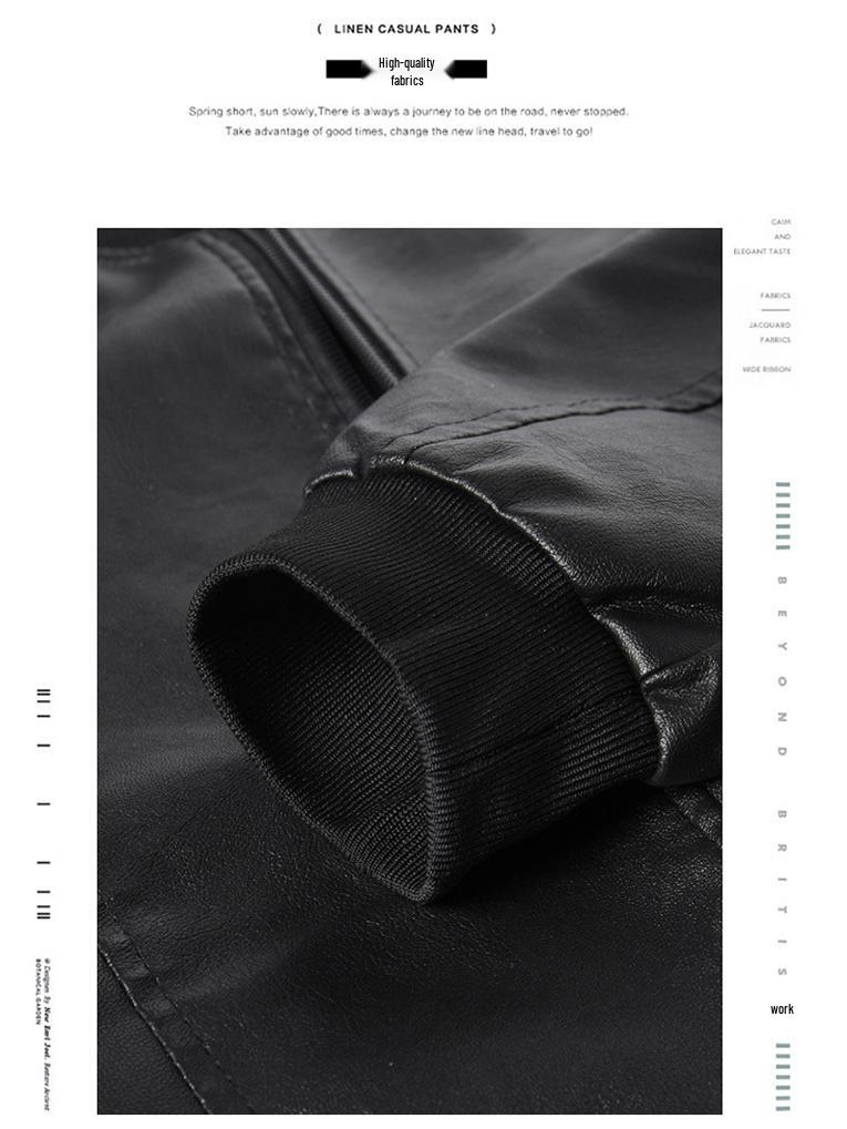 Men's Soft Leather Baseball Collar Jacket - Spring/Autumn Casual Wear for Middle-aged Dads