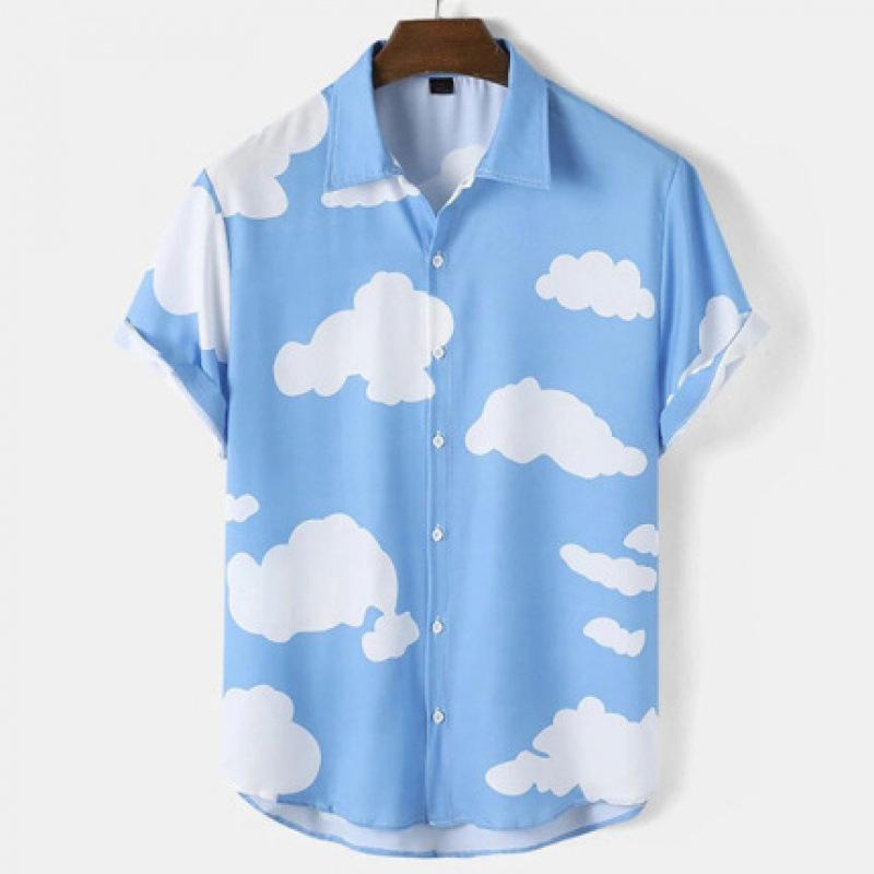 New summer casual hot sale D printing short-sleeved shirt Hawaiian shirt men's vacation seaside source