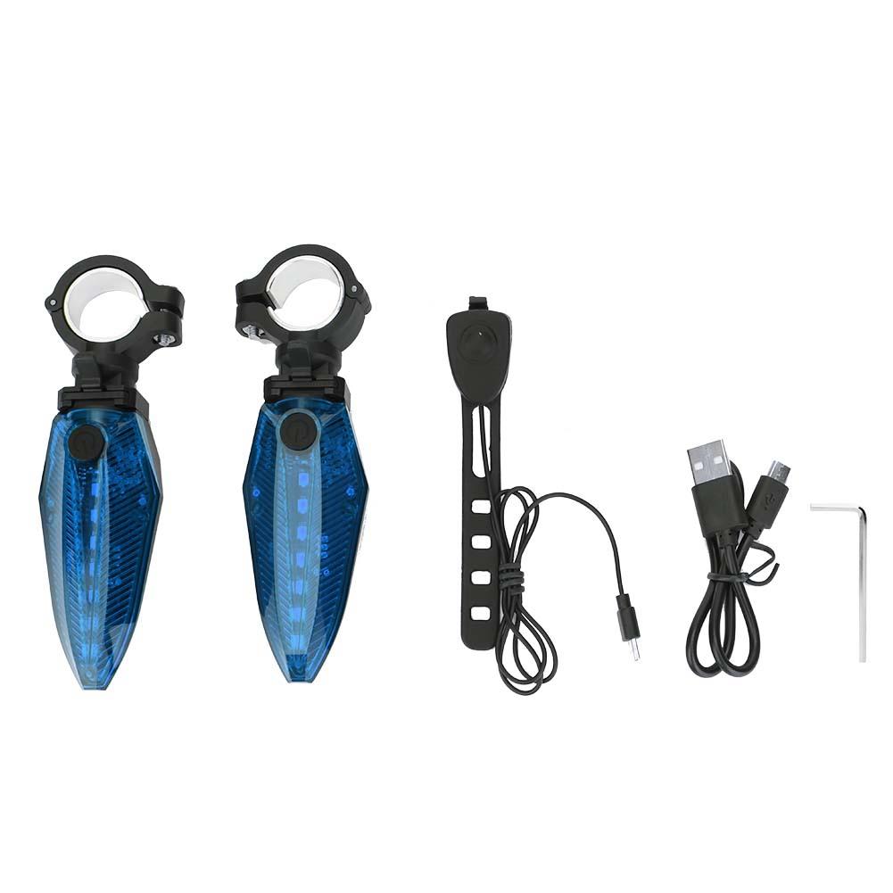 

One Pair Waterproof LED Bicycle Handlebar Grips Light Anti thief Bike Horns Warning Lamp Blue