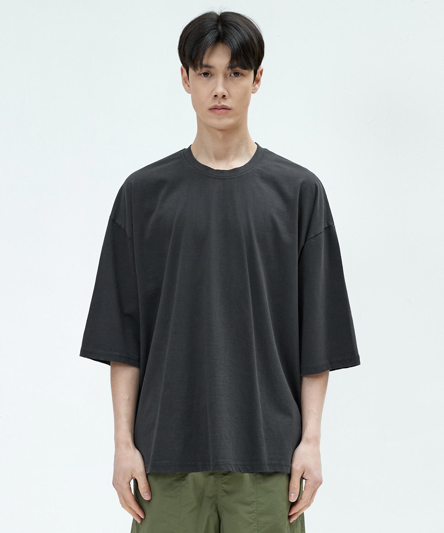 Minimal Project 3/4 Oversized Short Sleeve T-Shirt Mst142 [Dark Gray] Dark Gray/L