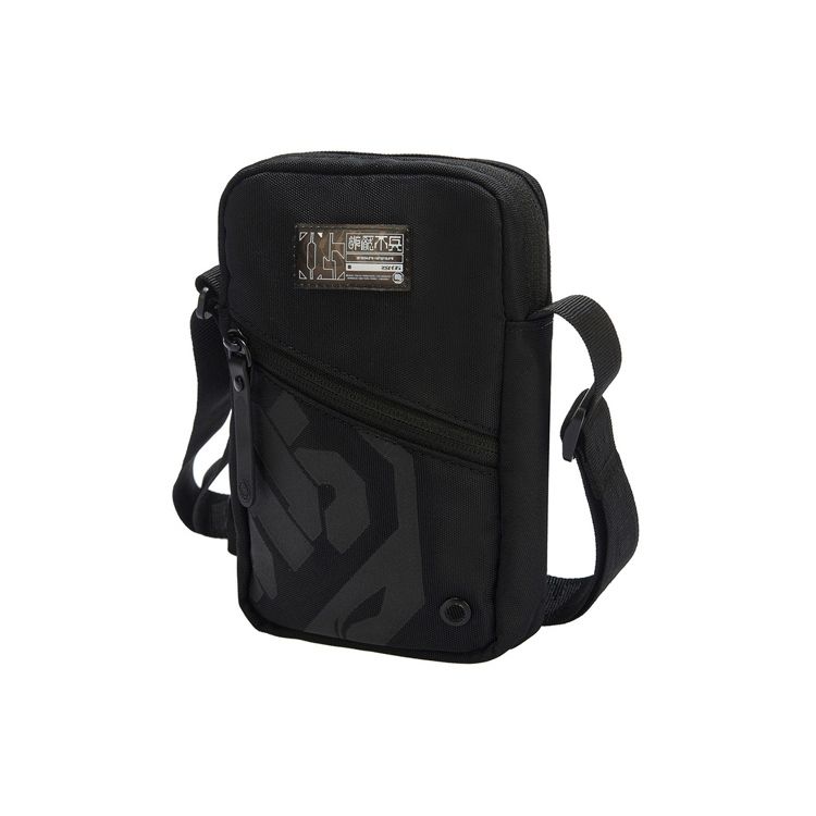 Li Ning Badfive Womens Series Reflective Fabric Crossbody Bag Unisex bags Black ABDR068-1 Black