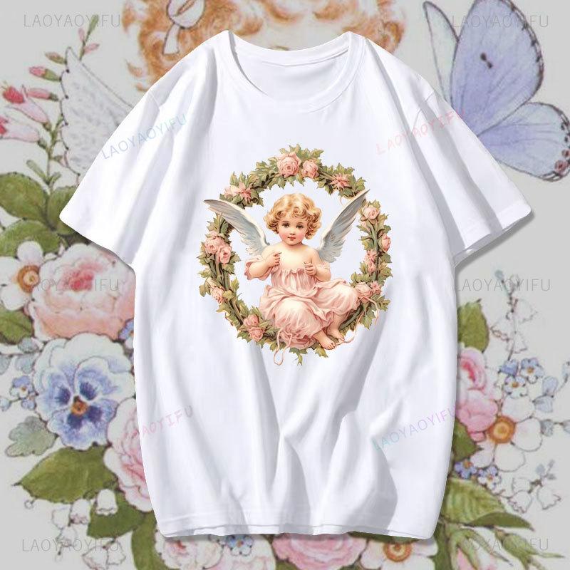 Fashion Fiorucci Baby Angel Graphic Tshirt Summer Classic Aesthetic T Shirt Unisex Unisex Kawaii Clothes Creative Couple Short Sleev Unisex
