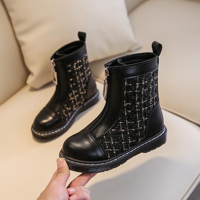 Zipper Children's Short Boots Autumn Children's Shoes Korean Fashion Leather Girls Single Boots British Style