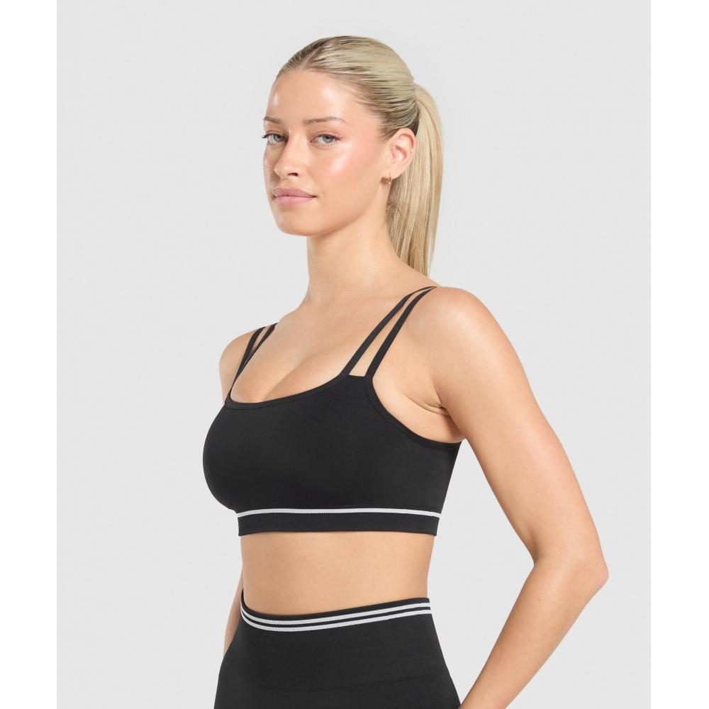 Gymshark Contrast Seamless Sports Bra Black B2c1i Bb2j