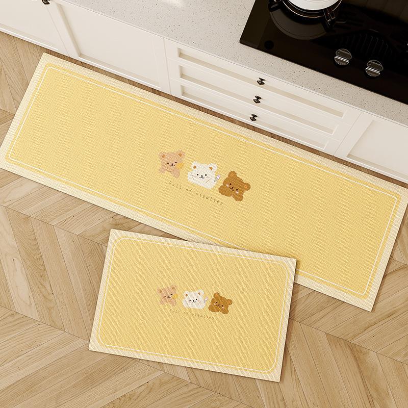 Cute Kitchen Floor Mat, Diatom Mud, Water And Oil Absorption L-Shaped Long Strip Foot Mat, Door Mat, Bathroom Carpet