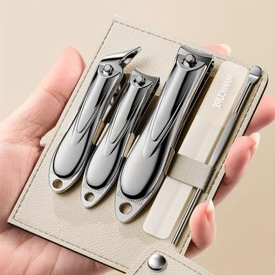 5-teiliges Nagelknipser-Set - Edelstahl, scharfe & langlebige Manikürewerkzeuge Nagelfeilen Ohrlöffel mit Aufbewahrungsetui für Fingernägel