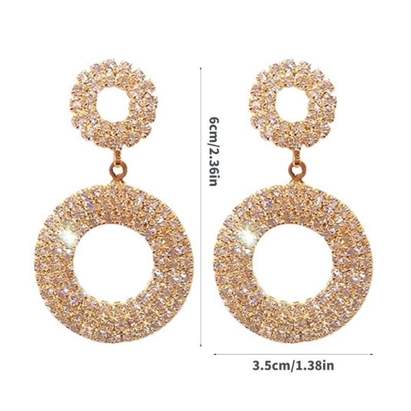 Elegant Hollow Circle Rhinestones Earrings Comfort Wear Day to Night Versatile Jewelry