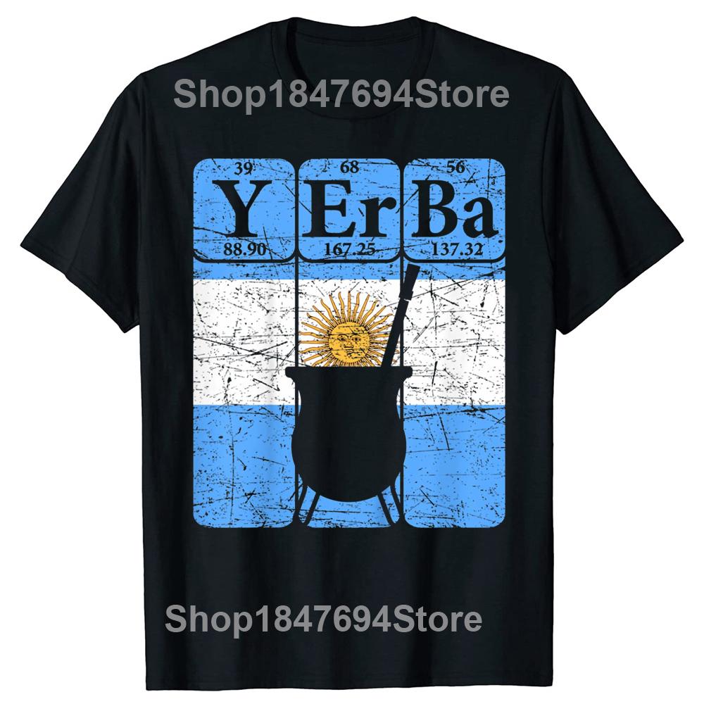 

Yerba Mate Periodic Table Gourd Argentina Flag T Shirts Graphic Short Sleeve Birthday Gifts science chemistry Tshirt Streetwear 4XL