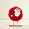 Soft Felt Cloth Santa Clause Reindeer Ornament with Wood Base Plush Wool Felt Christmas Figure Decoration For Tabletop