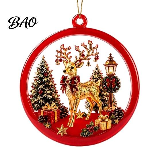 Seasonal Hanging Ornaments for Holidays 2D Flat Acrylic Christmas Ornaments, Decorative Holiday Tree Decorations Lightweight Decor Festivals