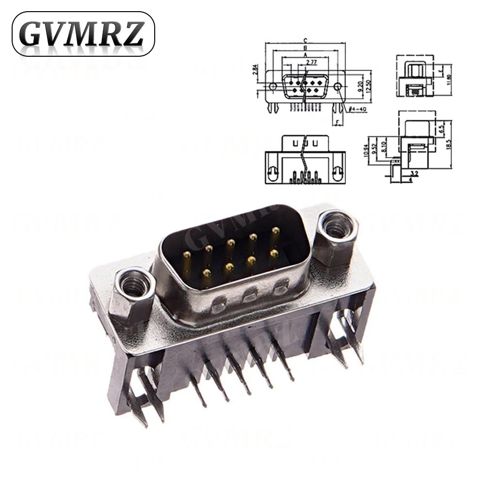 5PCS DR9 DR15 DR25 Female Male PCB Mount D-Sub PCB Connector RS232 Connector 90-degree Bent Needle DB9 DB15