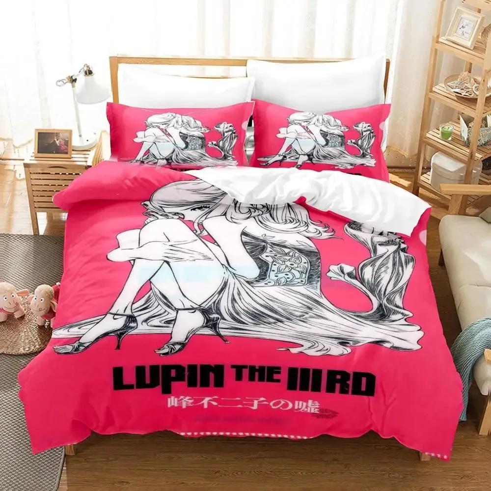 3DAnime Lupin The Third Mine Fujiko Bedding Set Duvet Cover Bed Set Quilt Cover Pillowcase Comforter King Queen Size Boys Adult