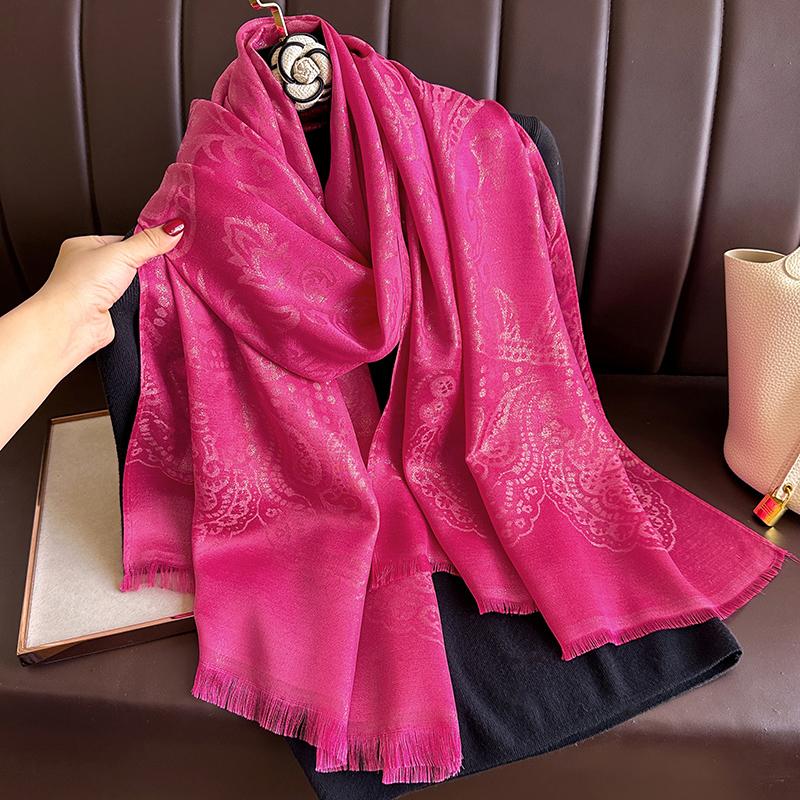 New Fashion Winter Bohemia Warm Soft Cashmere Jacquard Pashmina Scarf for Women Bandana Shawl Headband Foulard Bufanda