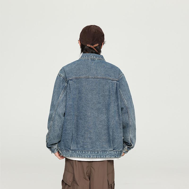 Spring Trendy Brand Loose Trend Tooling Top Jacket Versatile Denim Jacket Men'S Japanese Retro Original Style