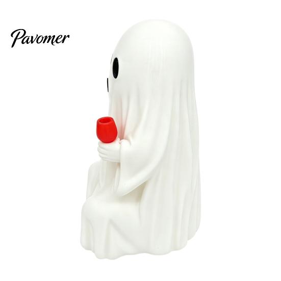 Personalized Holiday Ornaments 3D Printed Ghost Figurine with Wine Glass, Funny Halloween Desktop Dark Style Decorations Decor Statue, Novelty